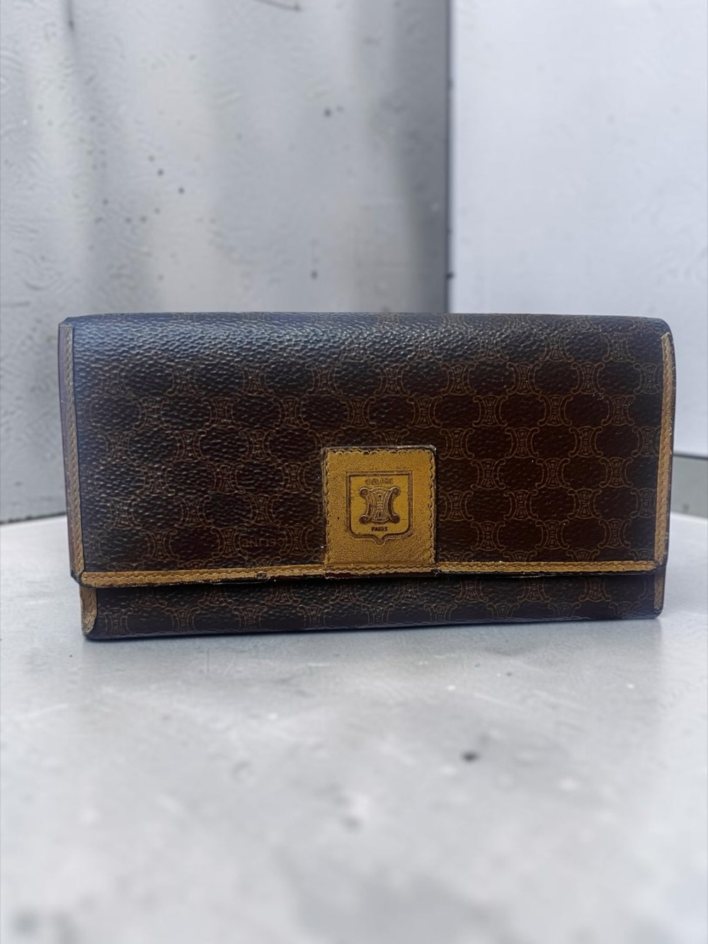 Vintage CELINE Paris Macadam Triomphe Long Wallet Made in Italy M13